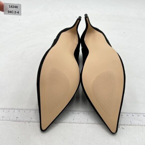 Pazzion Black Pearls Beaded Pointy Toe Kitten Heel Slip On Daily Walking Pump - Picture 7 of 8